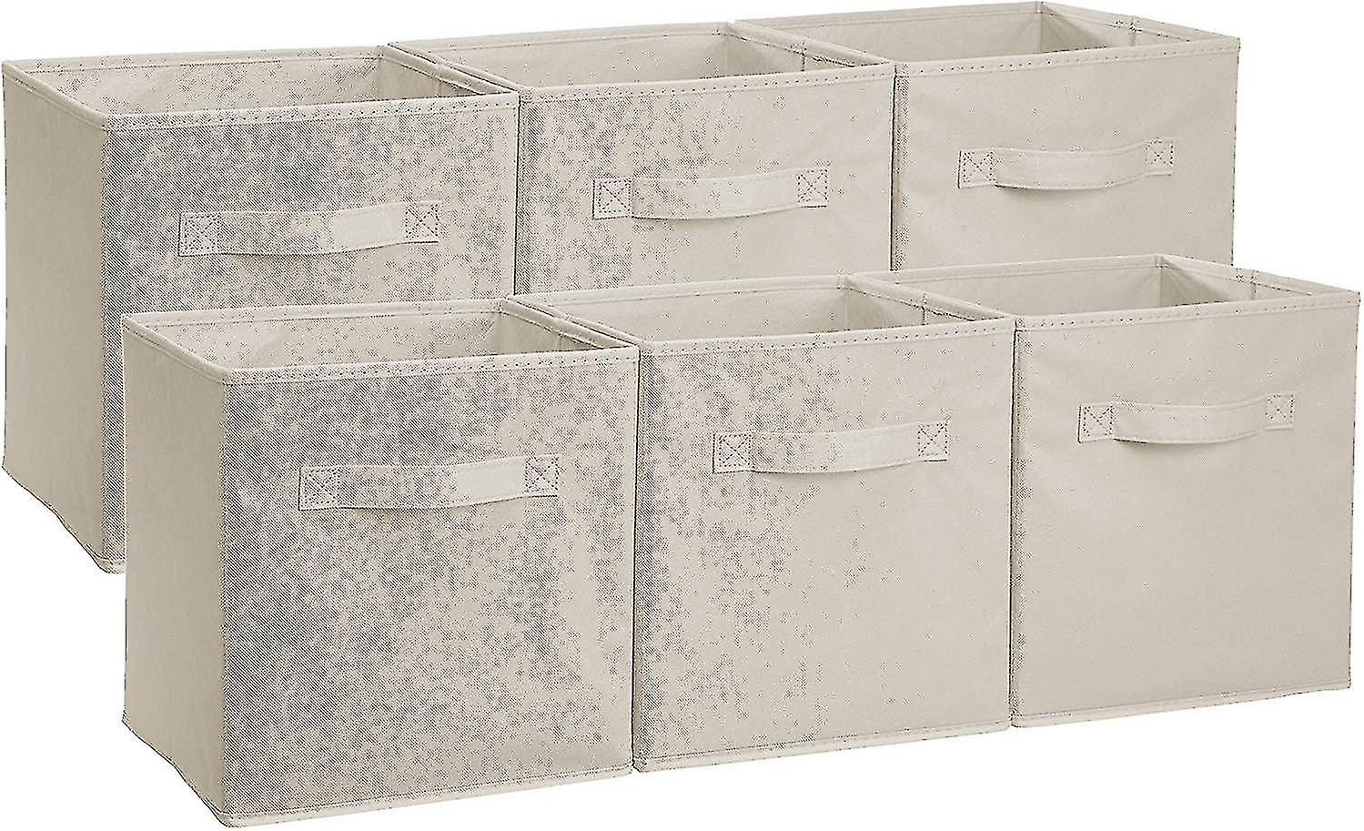 Collapsible Fabric Storage Cubes Organizer With Handles,beige,2 Pack