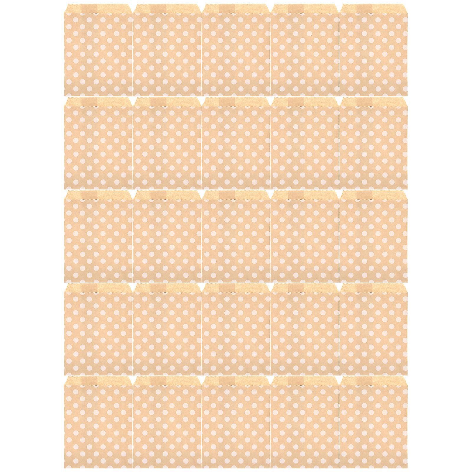 25 قطعة كيس طعام قابل للطي كيس ورق كرافت الحقيبة التعبئة والتغليف لحلوى المكسرات ملفات تعريف الارتباط الوجبات الخفيفةنقطة مستديرة