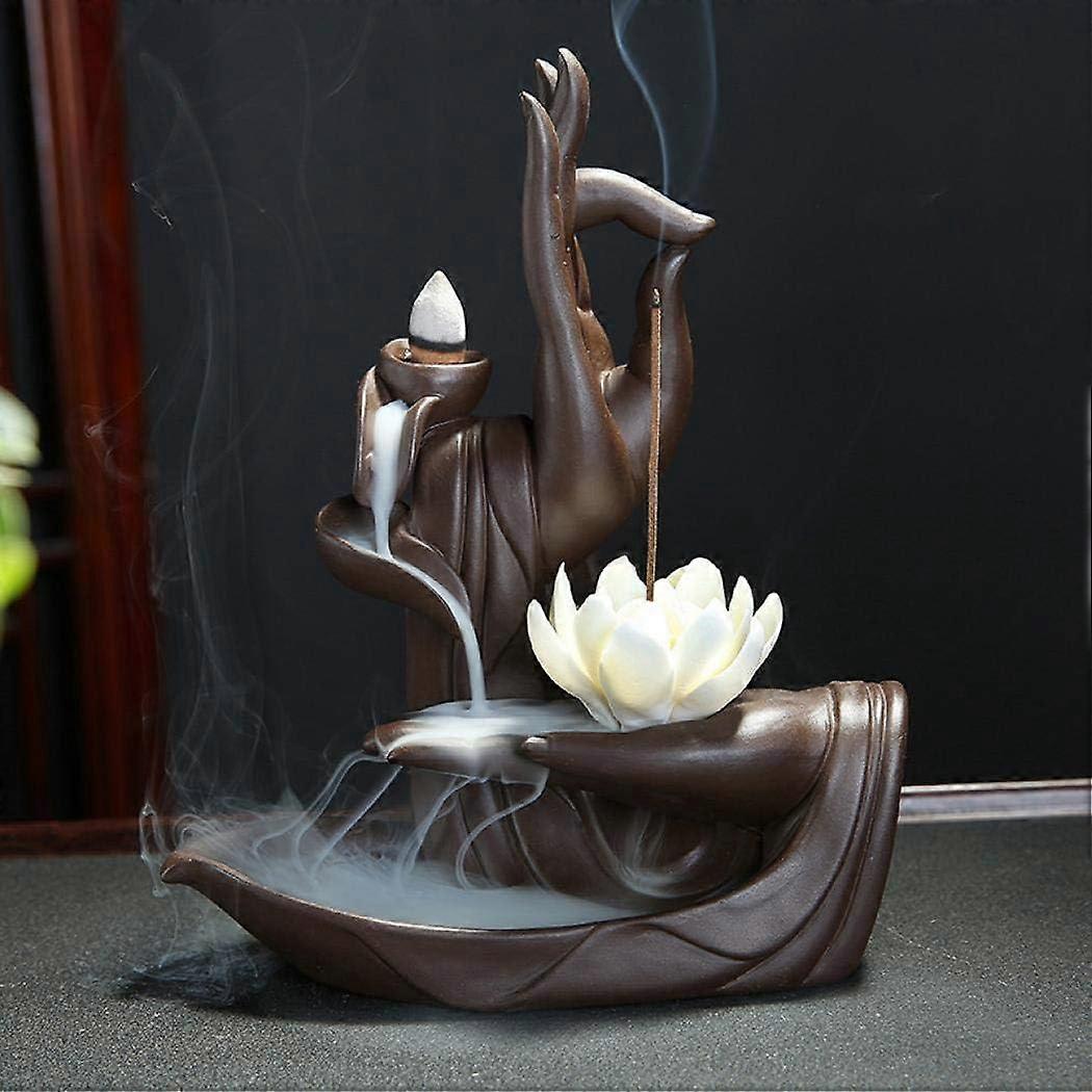 Zen Lotus countercurrent incense burner with countercurrent incense cone 10pcs, ceramic countercurrent incense cone burner