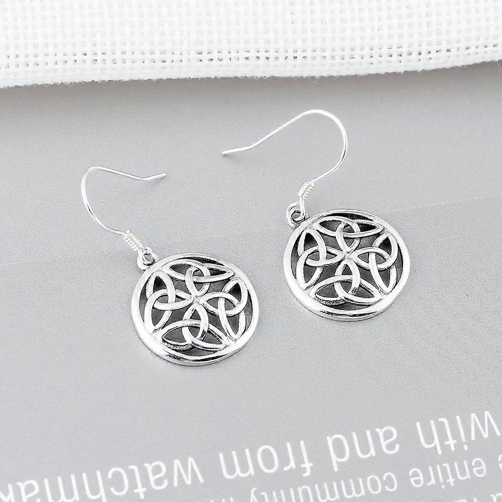 Sterling Silver Celtic Knot Round Drop Wire Earrings