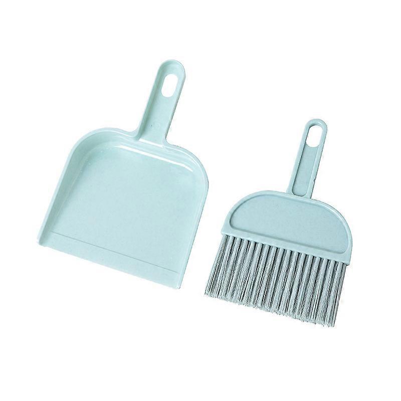 Mini Dustpan and Brush Set, Multi-Functional Cleaning Tool with Hand Broom Brush, Plastic Dust Pan, Coral Fleece Cleaning Cloth, Blue