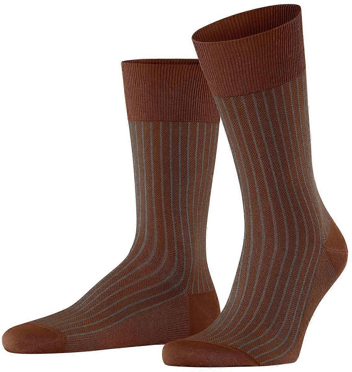 Falke Oxford Stripe Socks - Terracotta Brown