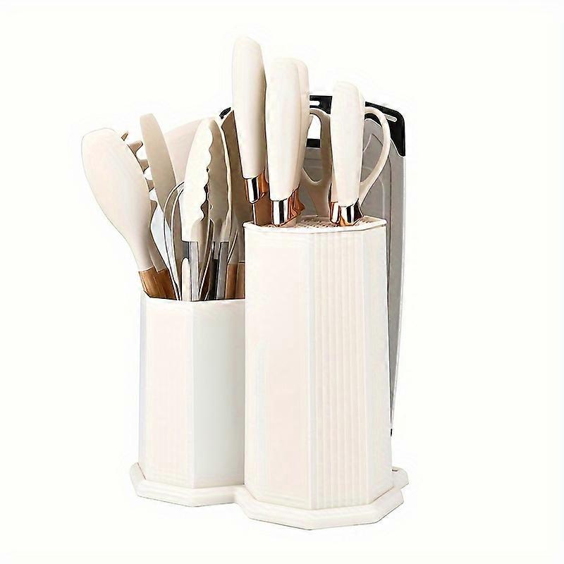 19pcs/set, Silicone Utensil Set, Kitchen Utensil Set, Safety Cooking Utensils Set With Storage Holder, Non-Stick Cooking Utensils Set With Wooden Hand