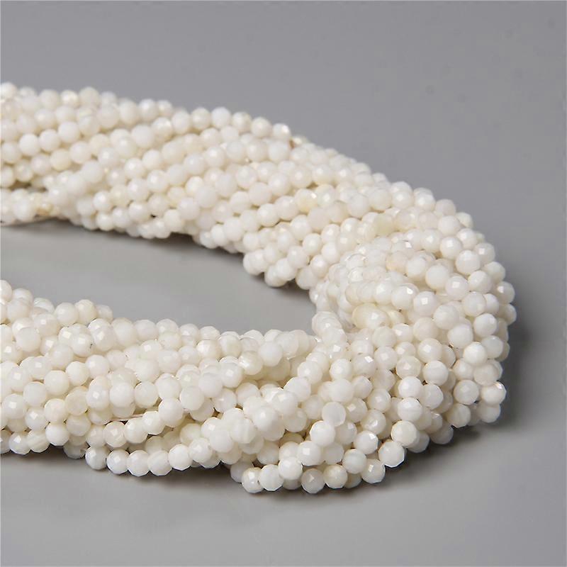 15" 2 3 4 Mm Natural Shell Micro Faceted Bead Tiny Mother Of Pearl Shell Bead Shiny Flash Beads For Diy Making Jewelry