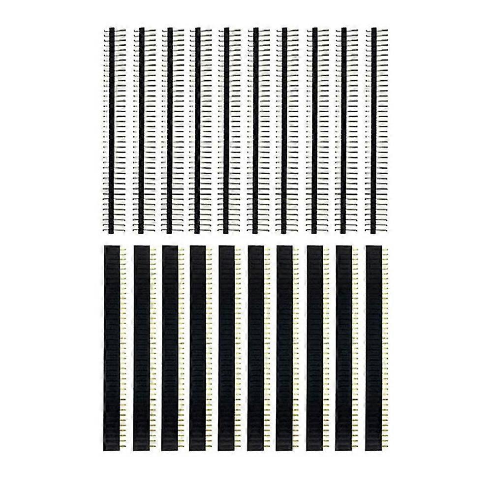 20 Pcs 10 Pairs 40 Pin 1x40 Single Row Male And Female 254 Breakable Pin Header Pcb Jst Connector Strip For Arduino Diy Kit