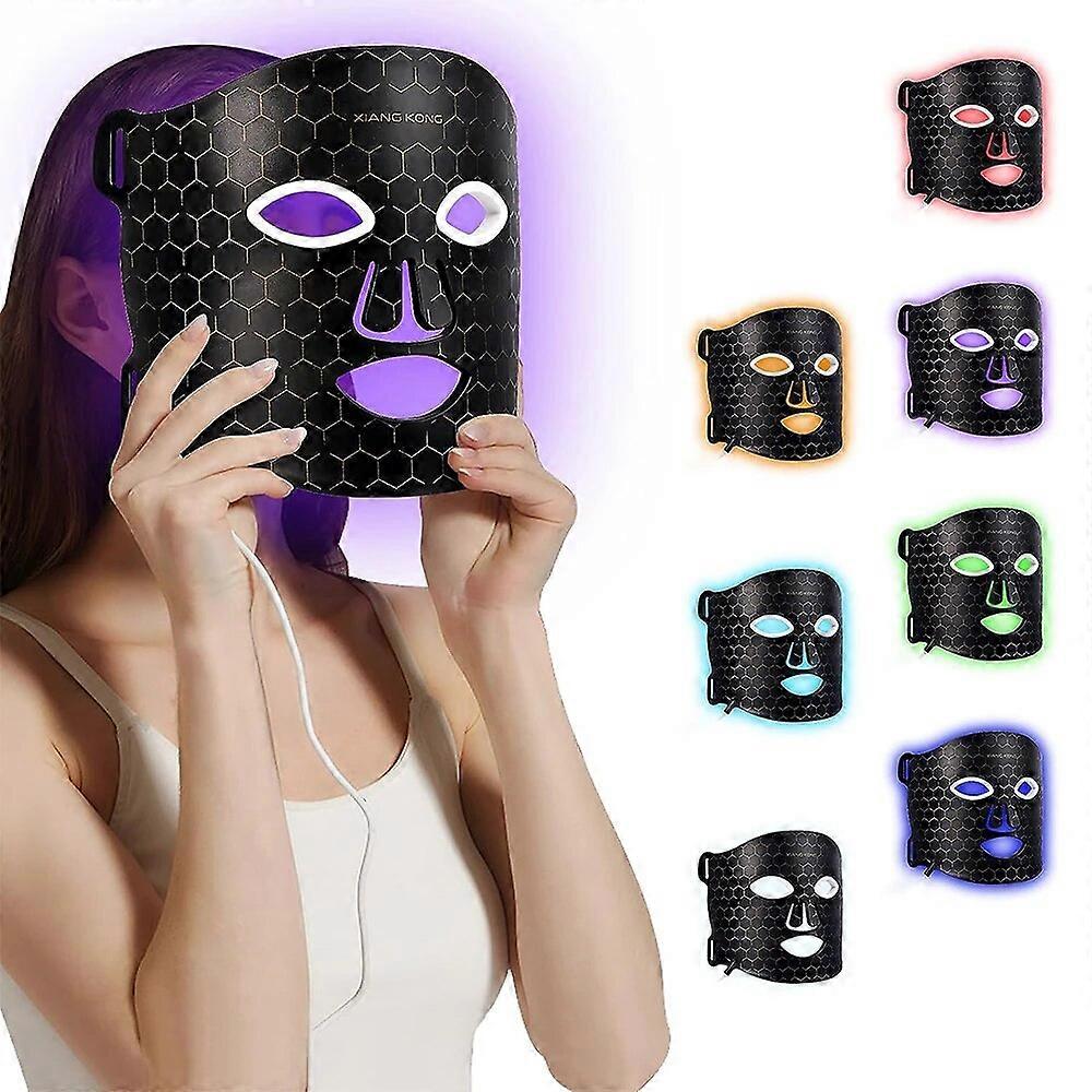 7 farger ledet maske rødt lys terapi infrarød fleksibel myk silikonmaske anti aldring hudforyngelse avansert foton maske