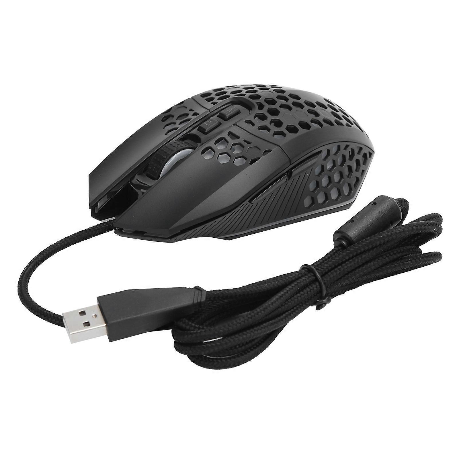 Wired Gaming Mouse Hollow Out Colorful Light Mouse for Desktop Computer Notebook 8000DPIBlack
