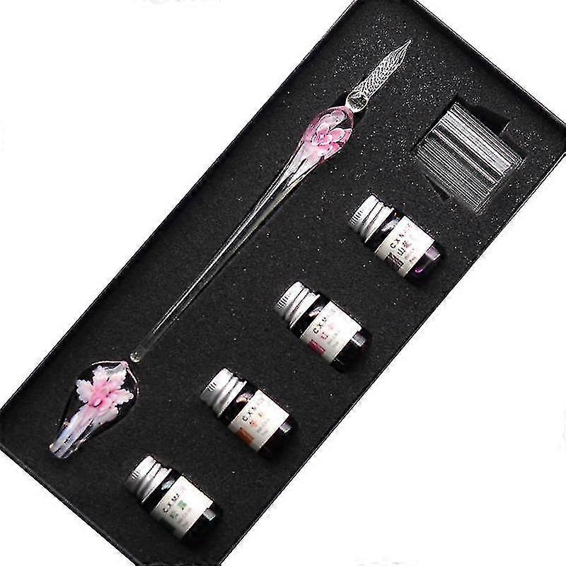 Glass Calligraphy Pen Crystal Glass Dip Ink Pen Set Non-carbon Ink Signature Pens Writing Tools