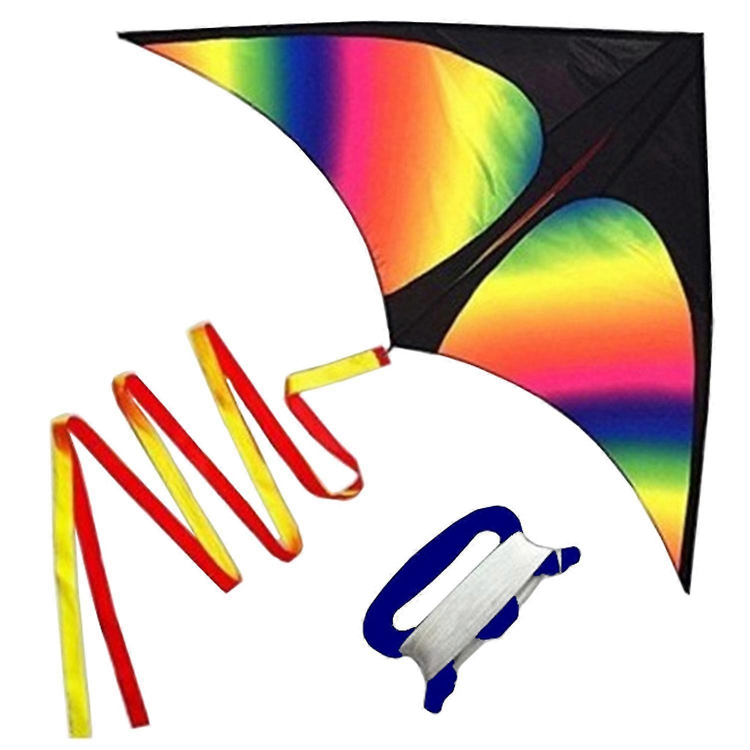 Colorful Delta Kite - Easy to Fly Kite, Single Line Beach Kite with 30m String for Kids and Adults, Beginner Friendly