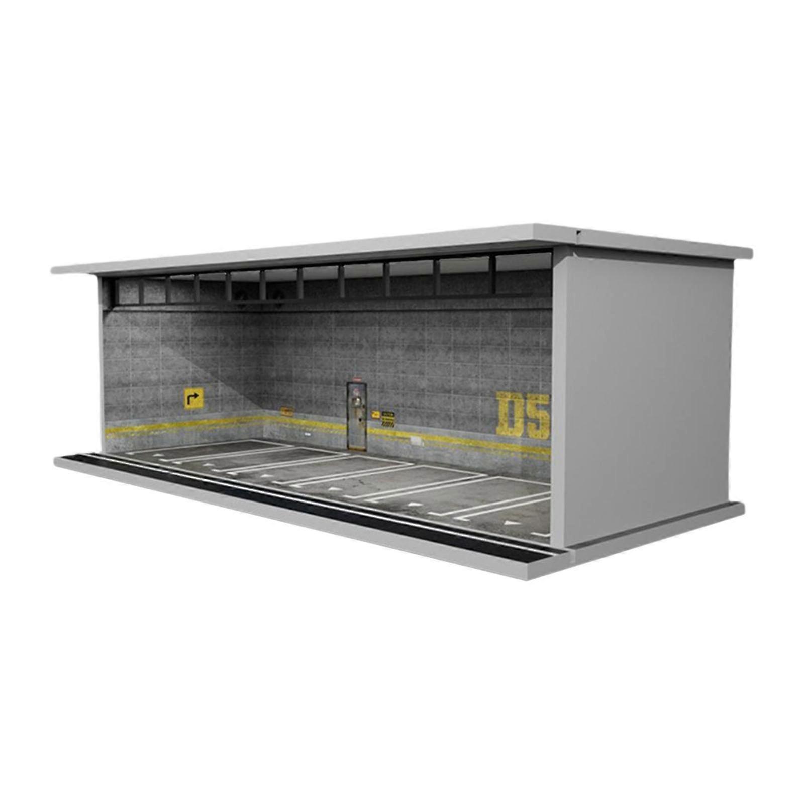Scala 1:64 Parcheggio Parcheggio Vetrina Layout Oggetti da collezione per bambola Diecast Auto grigio