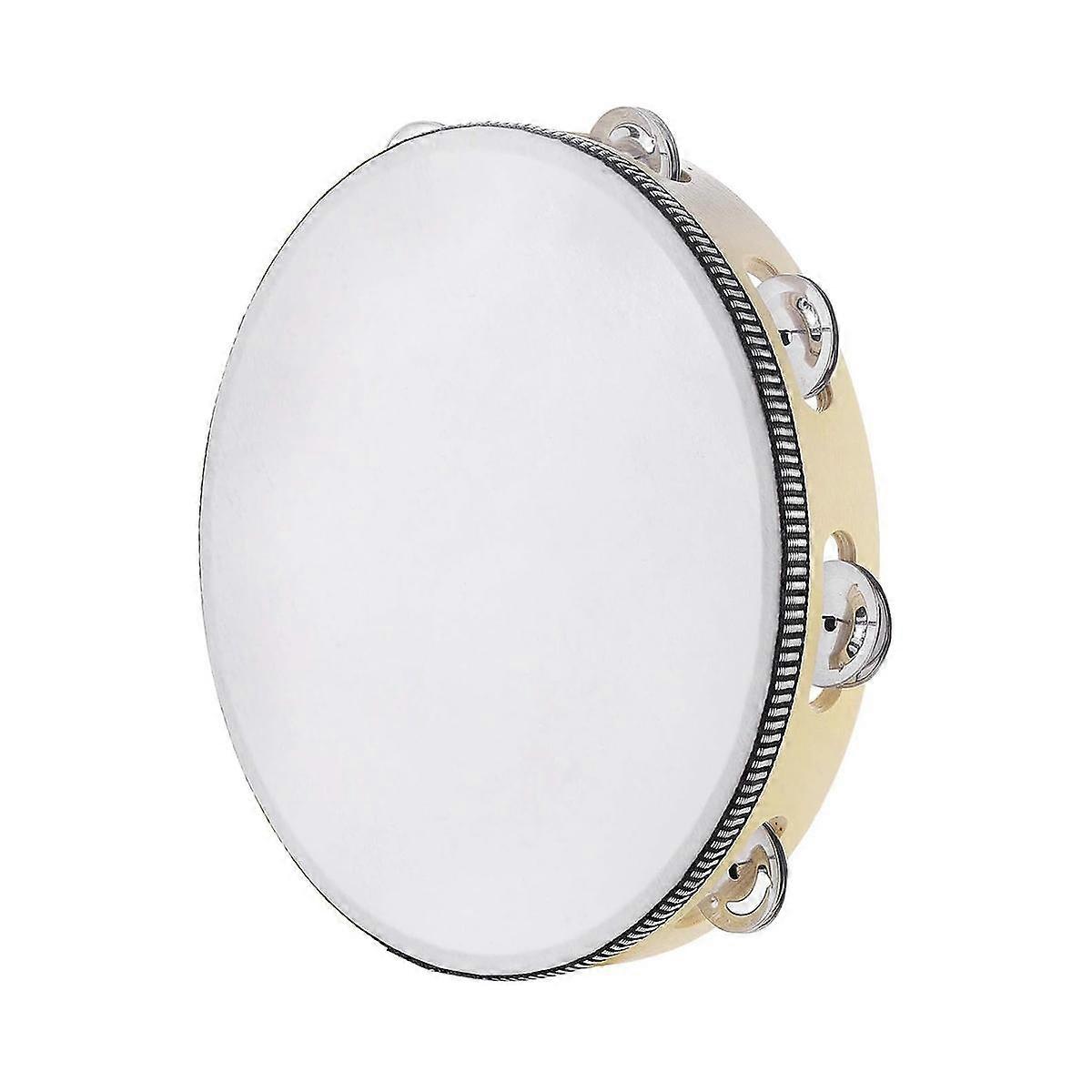 Tambourine for Adults 10 Inch Hand Drum Metal Jingles Percussion Gift Musical Educational Instrumen