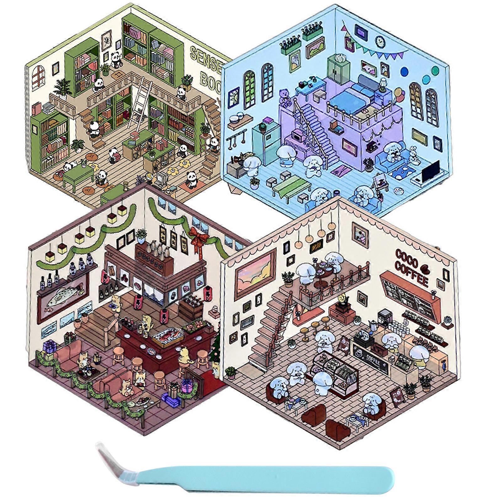 50% Off-4 Seturi DIY 3D Case Stickers, Fun DIY Stickers Scene Creați-vă propriul supermarket