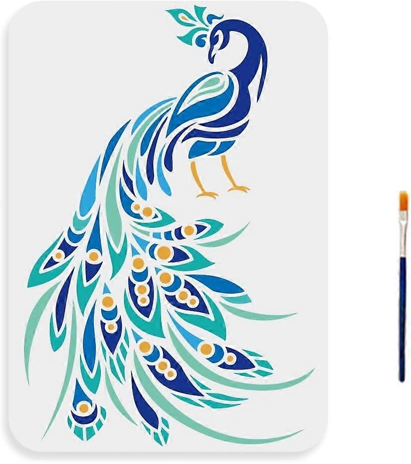 Peacock Stencil 11.78.3inch Large Peacock Drawing Stencils with Paint Brush