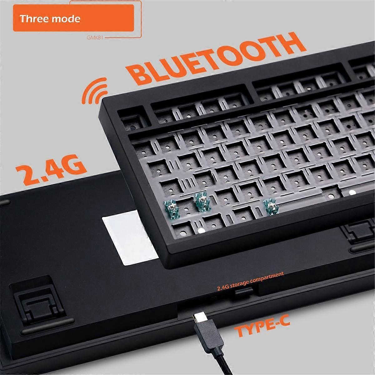GMK81 Custom Mechanical Keyboard Kit Hot Swap Bluetooth 2.4G Wireless RGB Hintergrundbeleuchtung Dichtungsstruktur Unterstützung über Schwarz