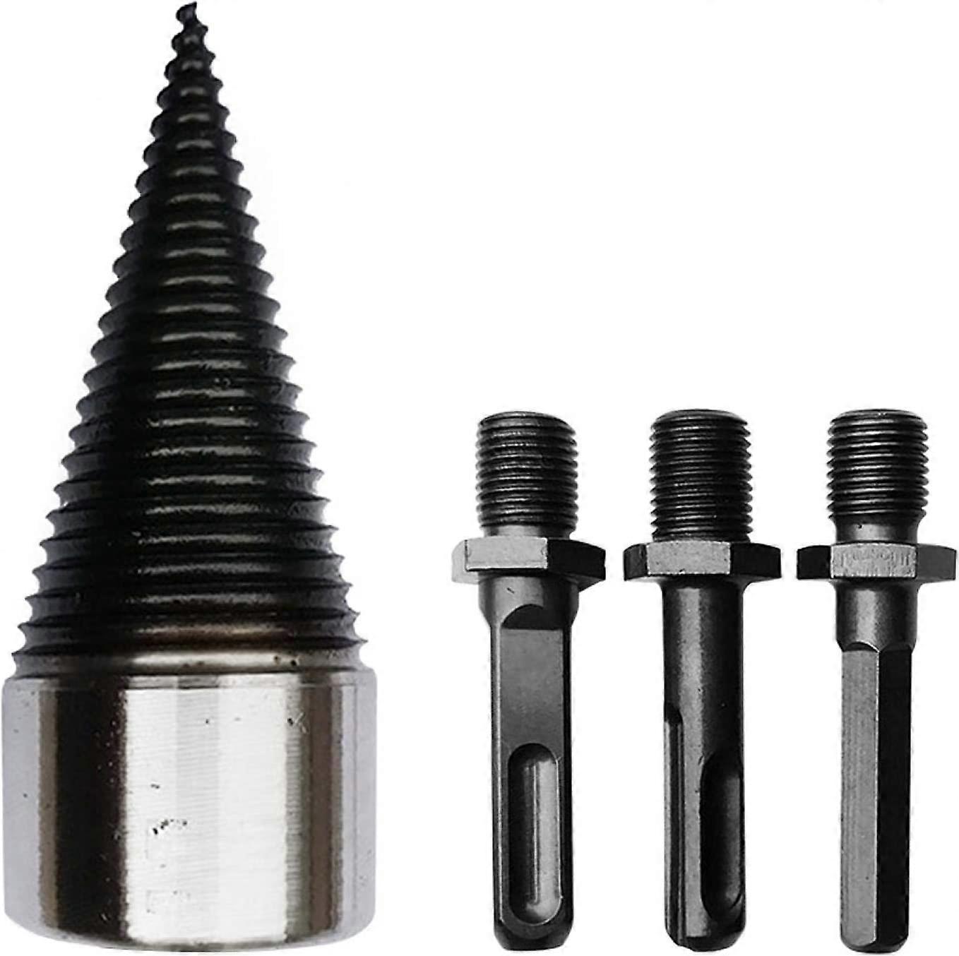 Firewood Drill Bit Set  4pcsSet Wear Resistant Professional Splitting Household Wood Carbon Steel Punch Tool Speed Log Splitter Heavy Duty Screw Cone 
