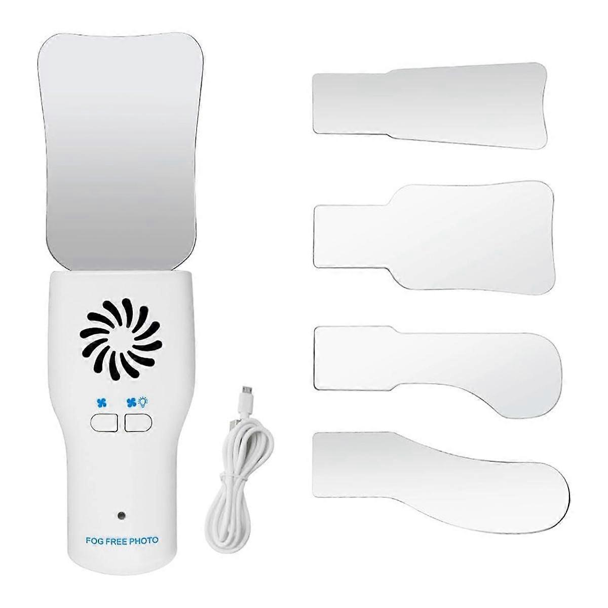 歯科用防曇ミラーセット曇りのない口腔内写真ステンレススチールミラー、LEDライト矯正リフレクター付き