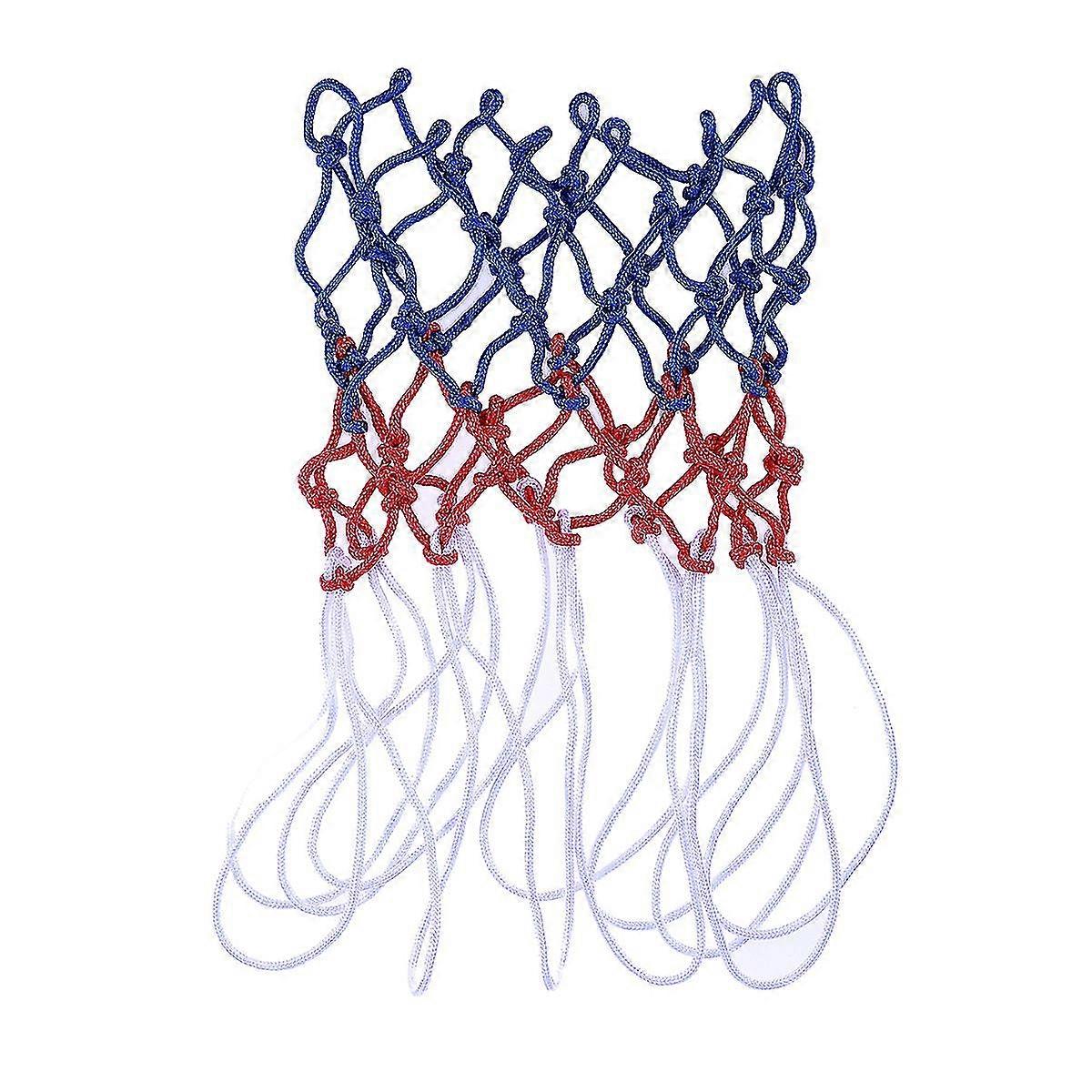 2pcs Standard Strong and Durable Braided Multicolor Basketball Net for Outdoors or Indoors Sports(Red, White and Blue)