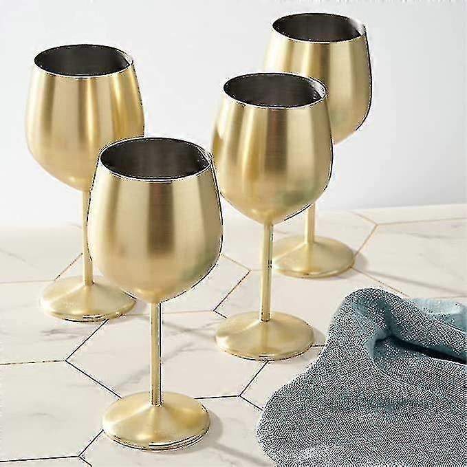 4 Gouden Wijnglazen, 540 ml - Mat RVS Onbreekbare Glazen Set Met Geschenkdoos -JA - MXBC