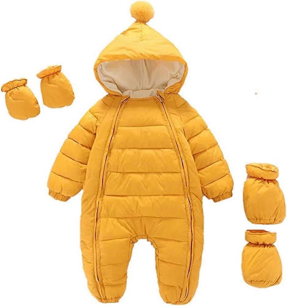 3 Pcs Baby Flannel Lining Snowsuit Unisex Winter Warm Jumpsuit Double Zip Up Romper