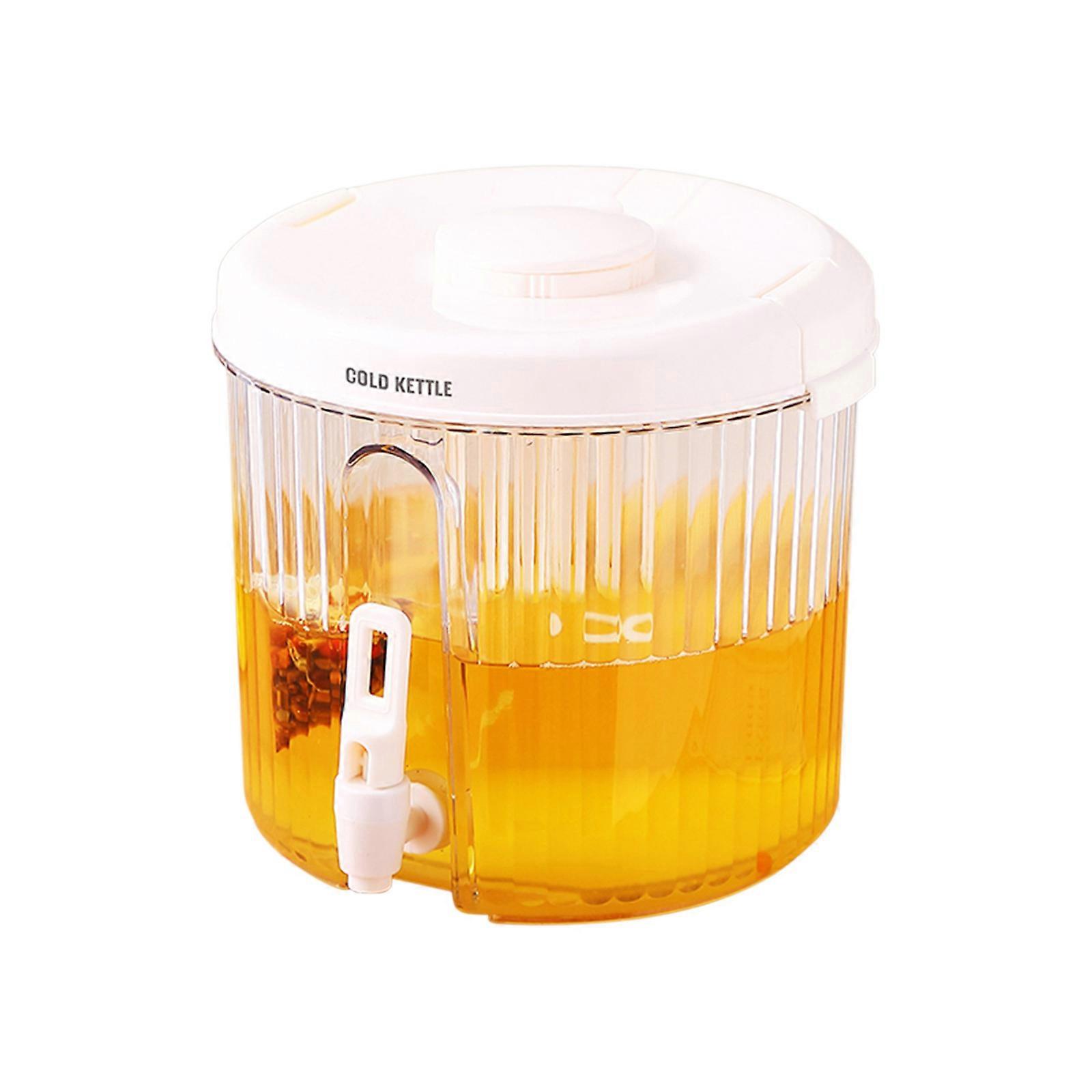 4L Large Capacity Plastic Beverage Dispenser, Drink Dispenser With Tap Ice Lemonade Juice Container With Lid, Fruit Teapot Lemonade Milk Bucket Drink 