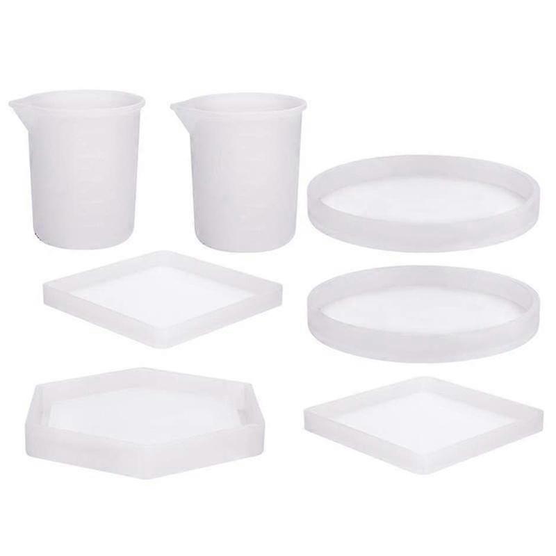 Silicone Coaster Molds 5 Pack Epoxy Molds With 2 Measurement Cup