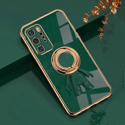 For Huawei P40 Pro 6D Plating Astronaut Ring Kickstand Phone Case