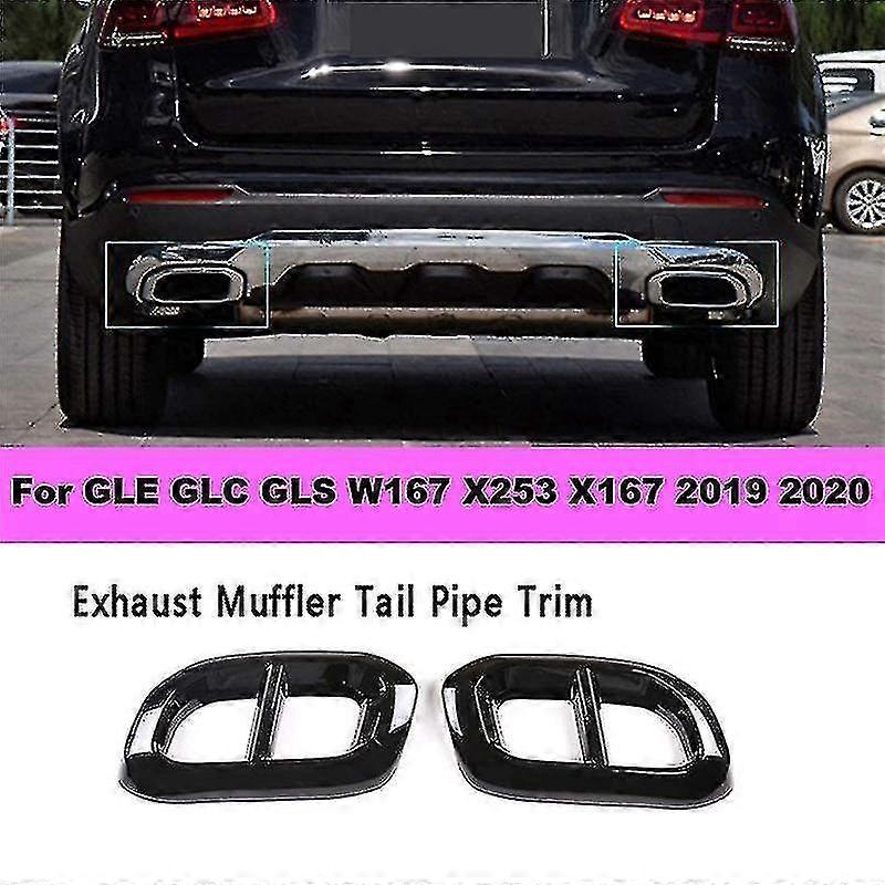 Accessoire Pot D'Échappement ABS Pour Mercedes GLE GLC GLS 2019-2020 - Cadre Décoratif Noir - Adhésif 3M