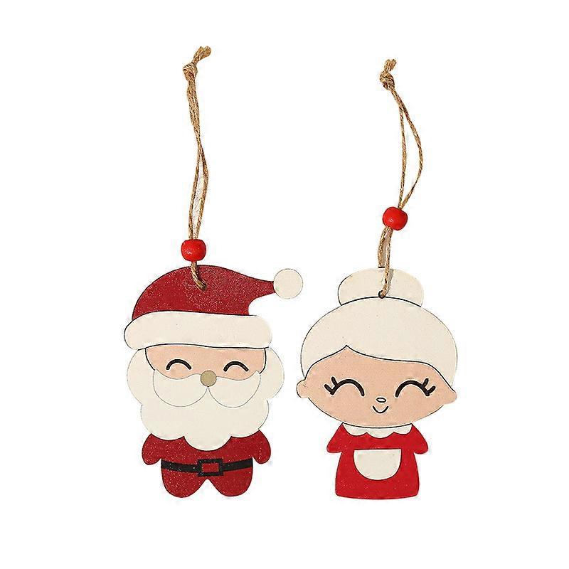 1 زوج عيد الميلاد سانتا كلوز قلادة خشبية شجرة عيد الميلاد زينة التماثيل المعلقات الحلي عيد الميلاد ديكور للمنزل هدية الأطفال
