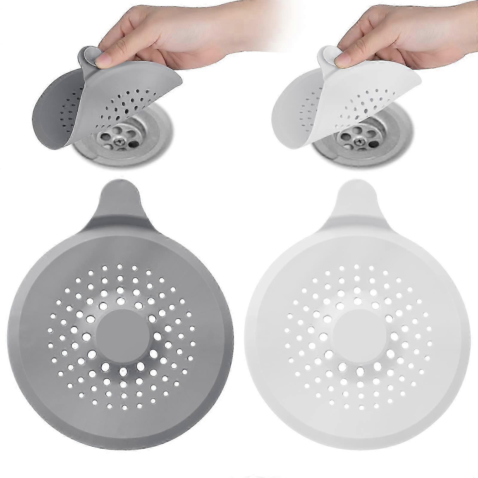 2 Pcs Silicone Drain Protector with Sucker, Hair Catcher for Shower Drain, Sink Strainer Protector, Shower Drain Cover Hair Stopper Trap Filter