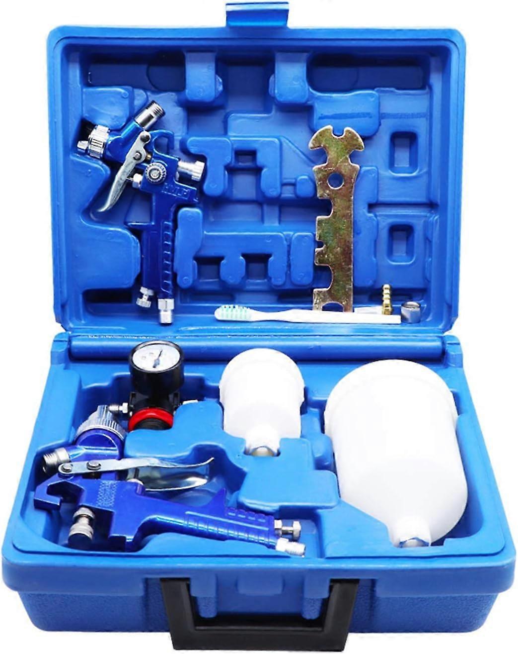 2 مجموعة HVLP بخاخ الطلاء مجموعة مع 0.8 مم & 1.4 مم فوهة احترافية لتغذية الهواء بالجاذبية مع 125 مل و 600 مل كوب ومقياس ضغط للطلاء