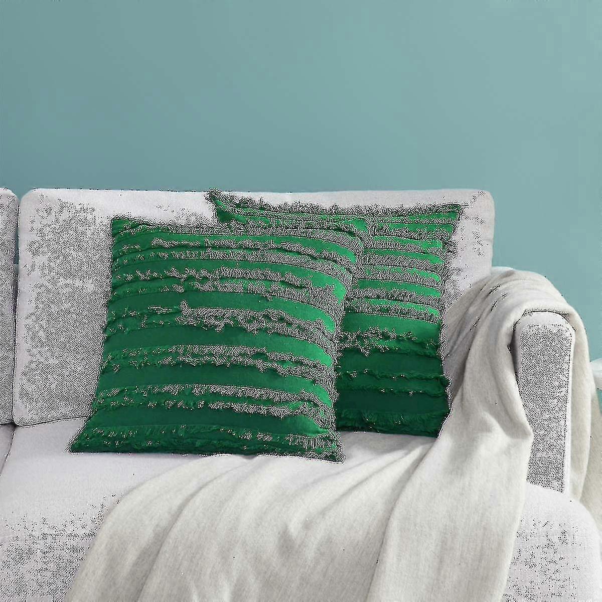 Set Of 2 Soft Plush Artificial Wool Cushion Covers, Cozy Decorative Square Rectangular Boho Pillow