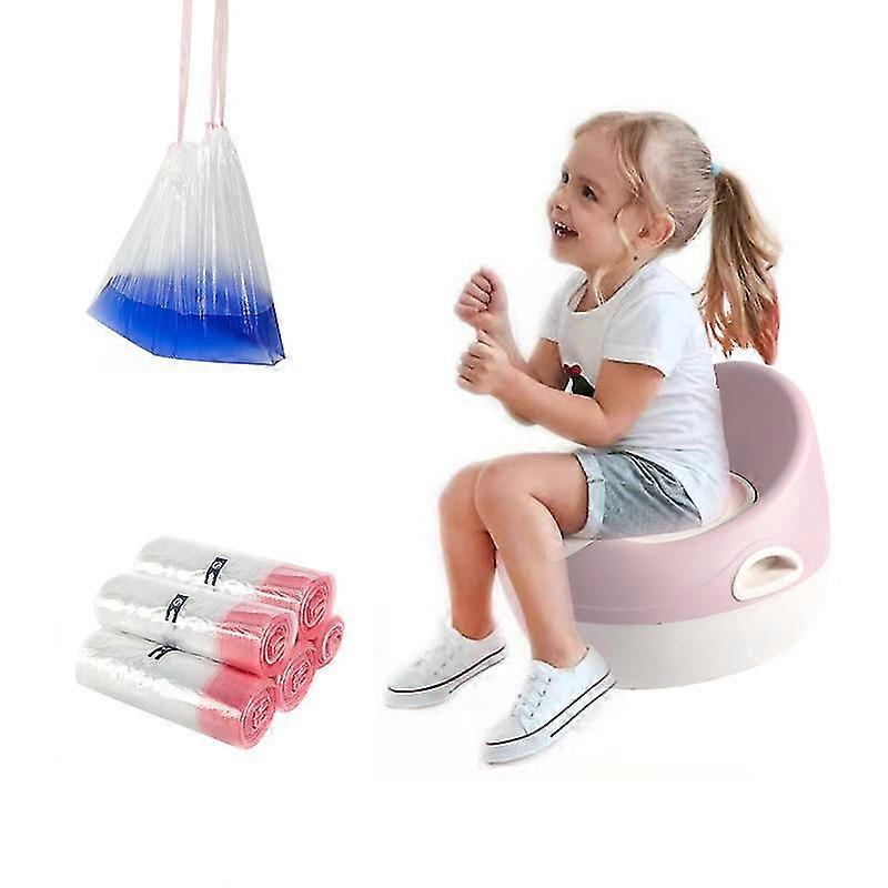 Engångspottfoder, 100-pack Universella resepottpåsar med dragsko, Plastpottstolsfoder