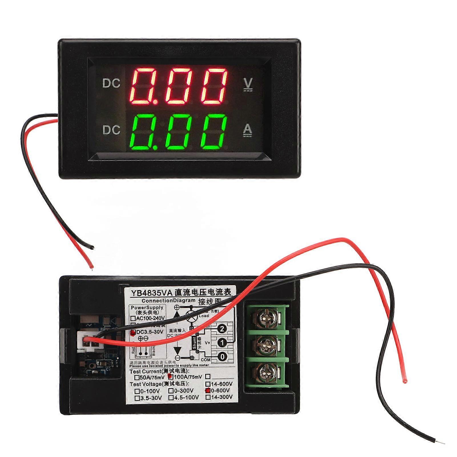 YB4835VA Digital Voltmeter Ammeter DC 600V 100A Decimal Point Automatic Shift Dual Display Current Voltmeter