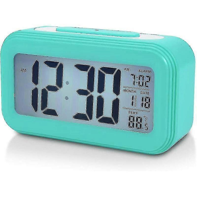 Despertador digital operado por bateria de 11cm para quarto, lcd display tapete de cabeceira com soneca, luz de fundo, luz noturna, data e temperatura, slee