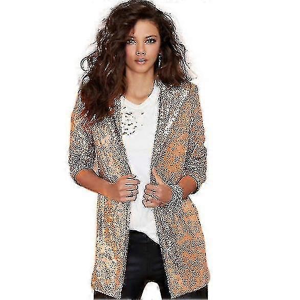 Women's Sequin Jacket Open Front Blazer Casual Long Sleeve Cardigan Coat