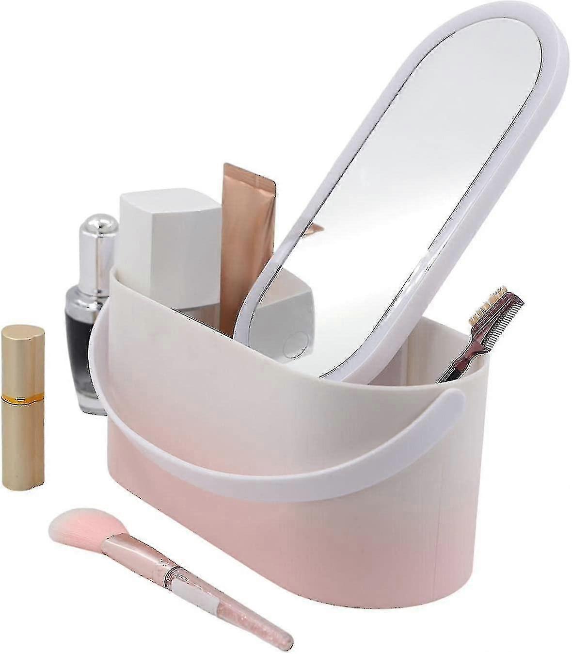 Make-up-Organizer-Box mit Spiegel und LED-Licht Tragbare Reise Make-up Kosmetik Organizer mit Touch-Licht