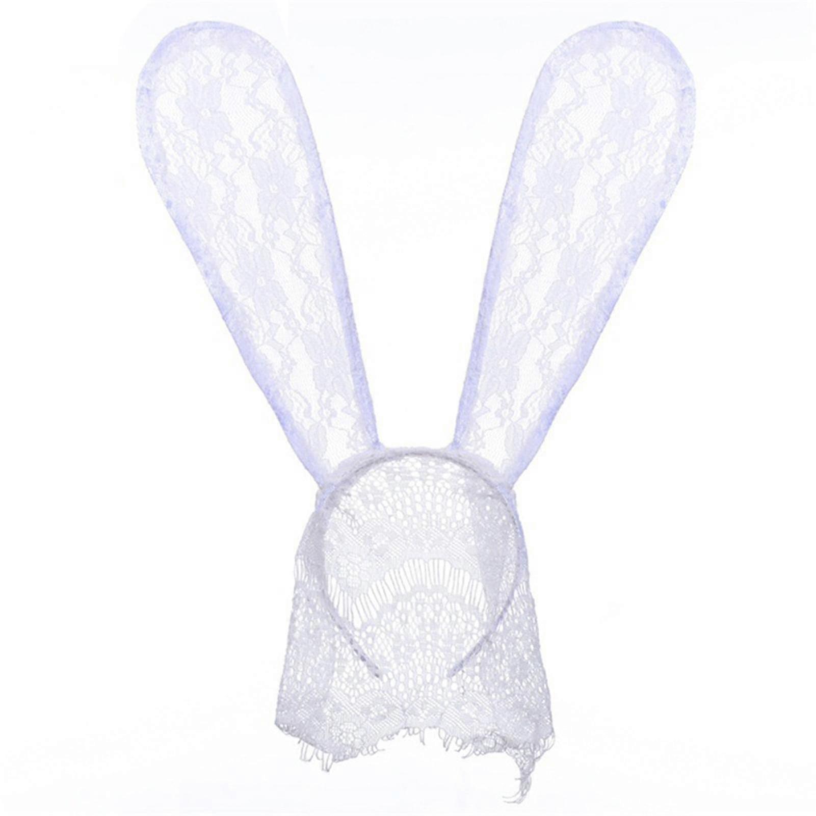 Women\'s Large Lace Rabbit Ears With Lace Veil Halloween Masquerade Masques