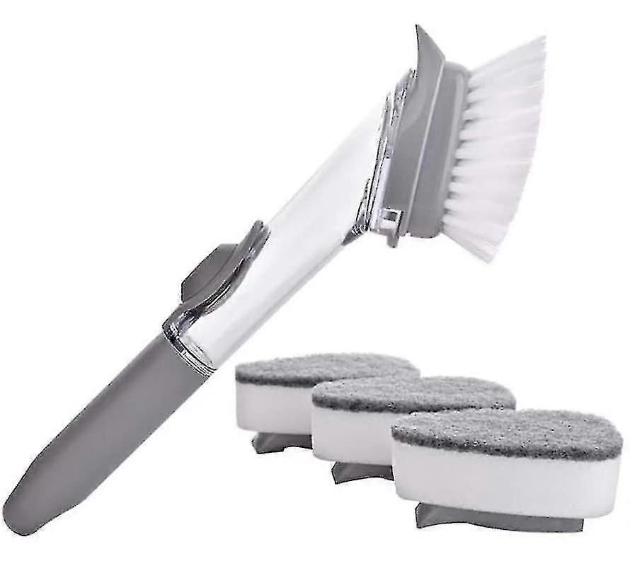 Spazzola per lavare i piatti 3in1 con distributore di detersivo, spazzola per lavare i piatti