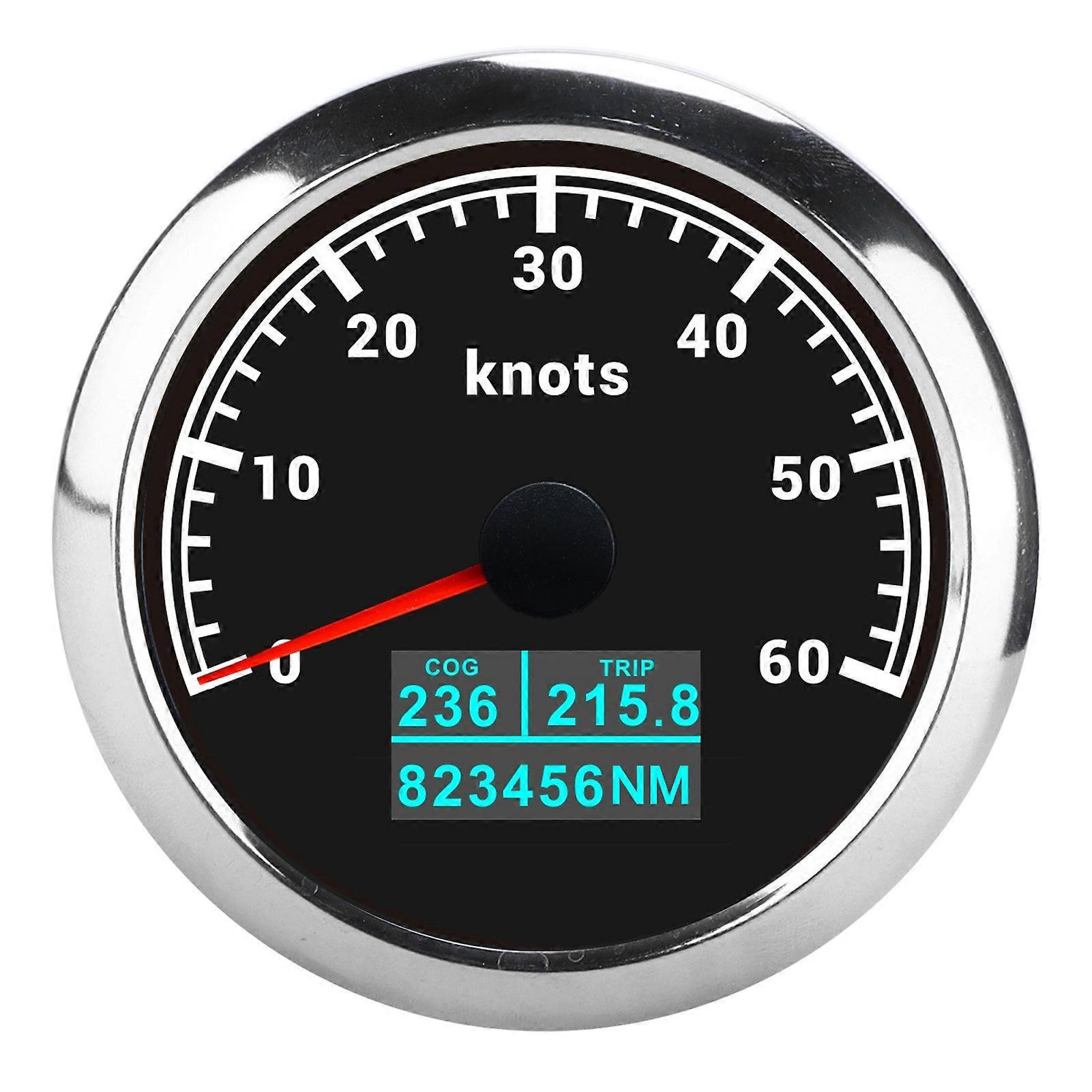 3 in 1 GPS Tachometer COG TRIP Display 60 Knoten IP67 wasserdicht für Autos, LKWs, BooteSchwarzes Zifferblatt
