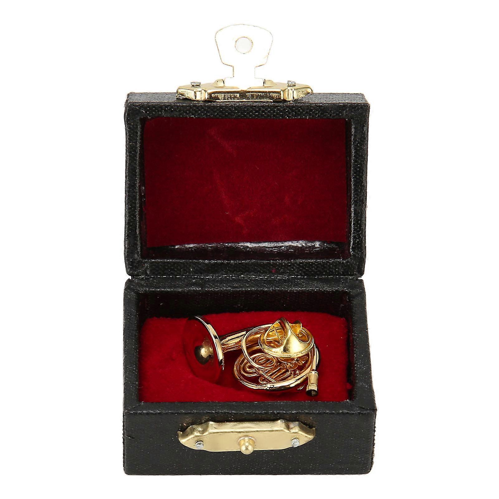 Miniature French Horn Gold Color Exquisite Elegant Durable Metal High Simulation Mini French Horn Model for Table Shelf