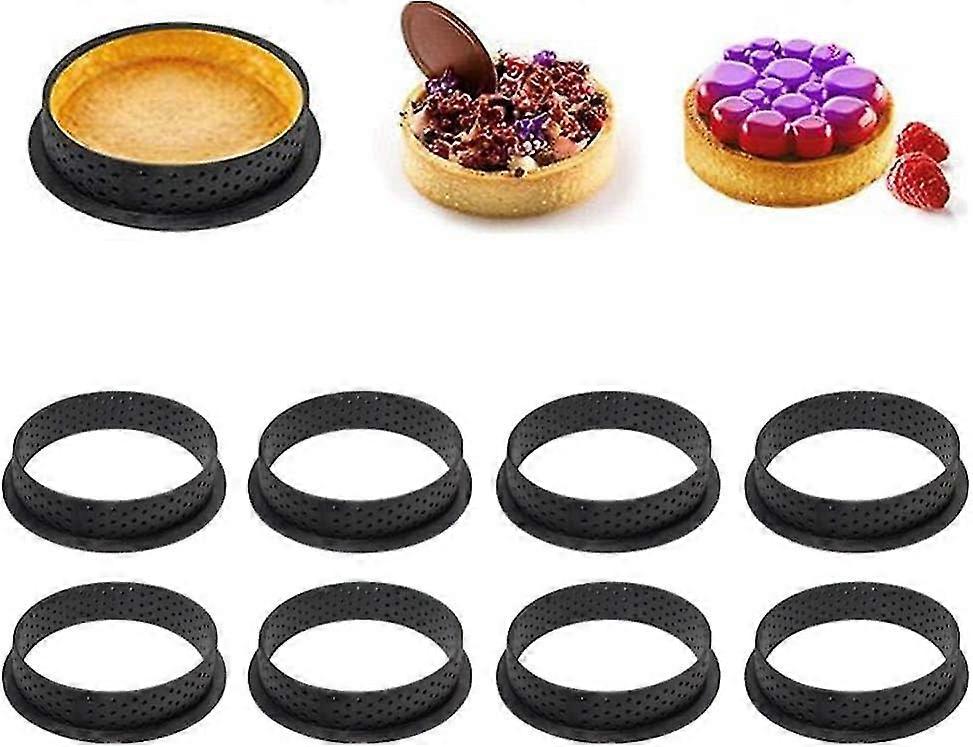 8 PCS Perforated Cake Mold Cutter Round Shape Mousse Circle Ring, Circle Tartlet