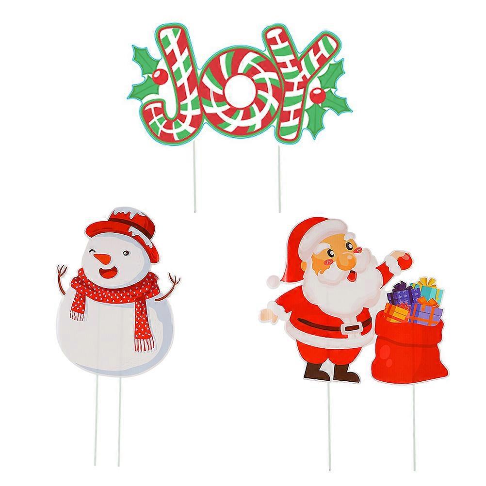 3 Pcs Christmas Yard Signs Garden Stakes Lawn Decorations (Random Color Style)