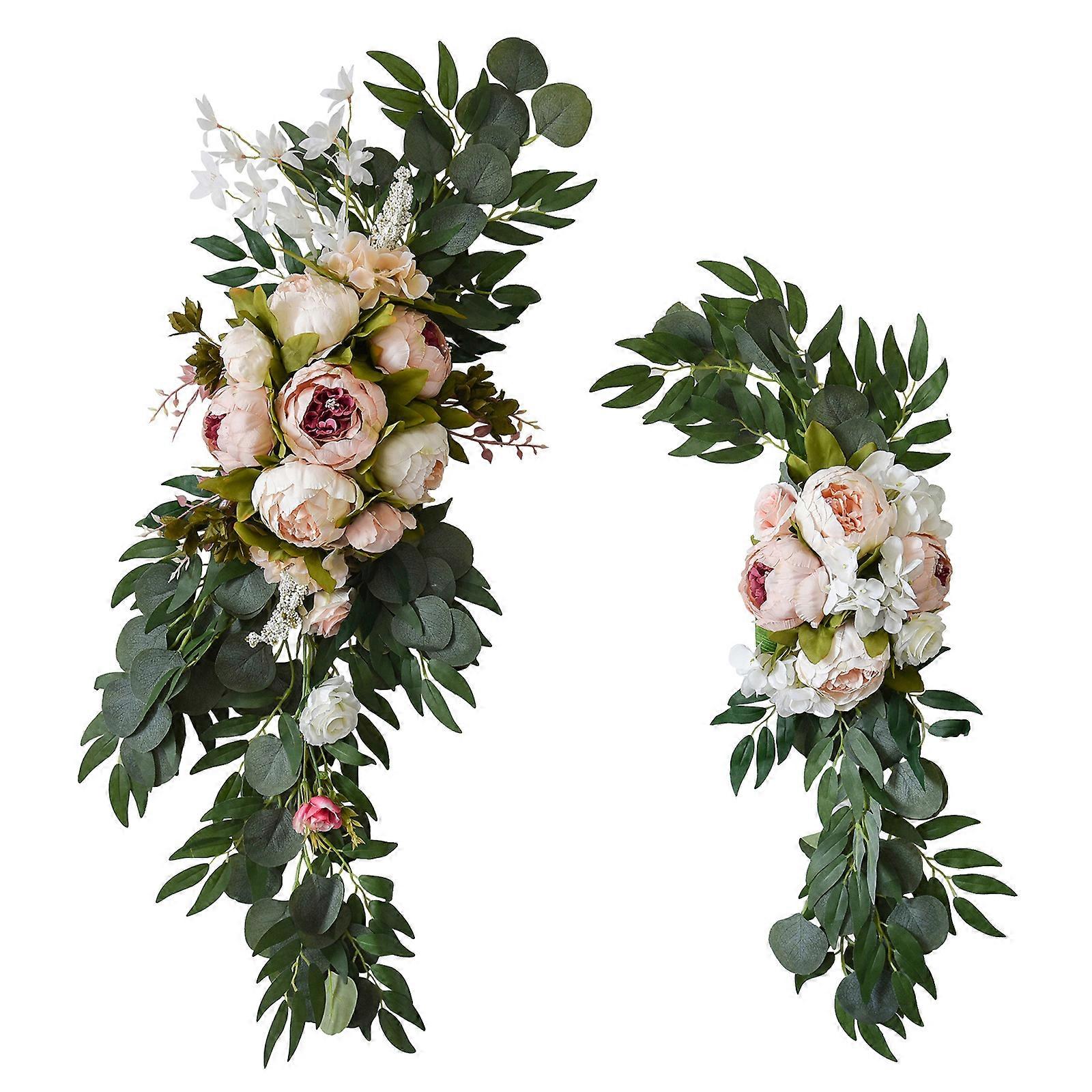 2 PZ Arco di Nozze Fiori Artificiale Floreale Swag per Architrave Decor Ornamento Del Partito