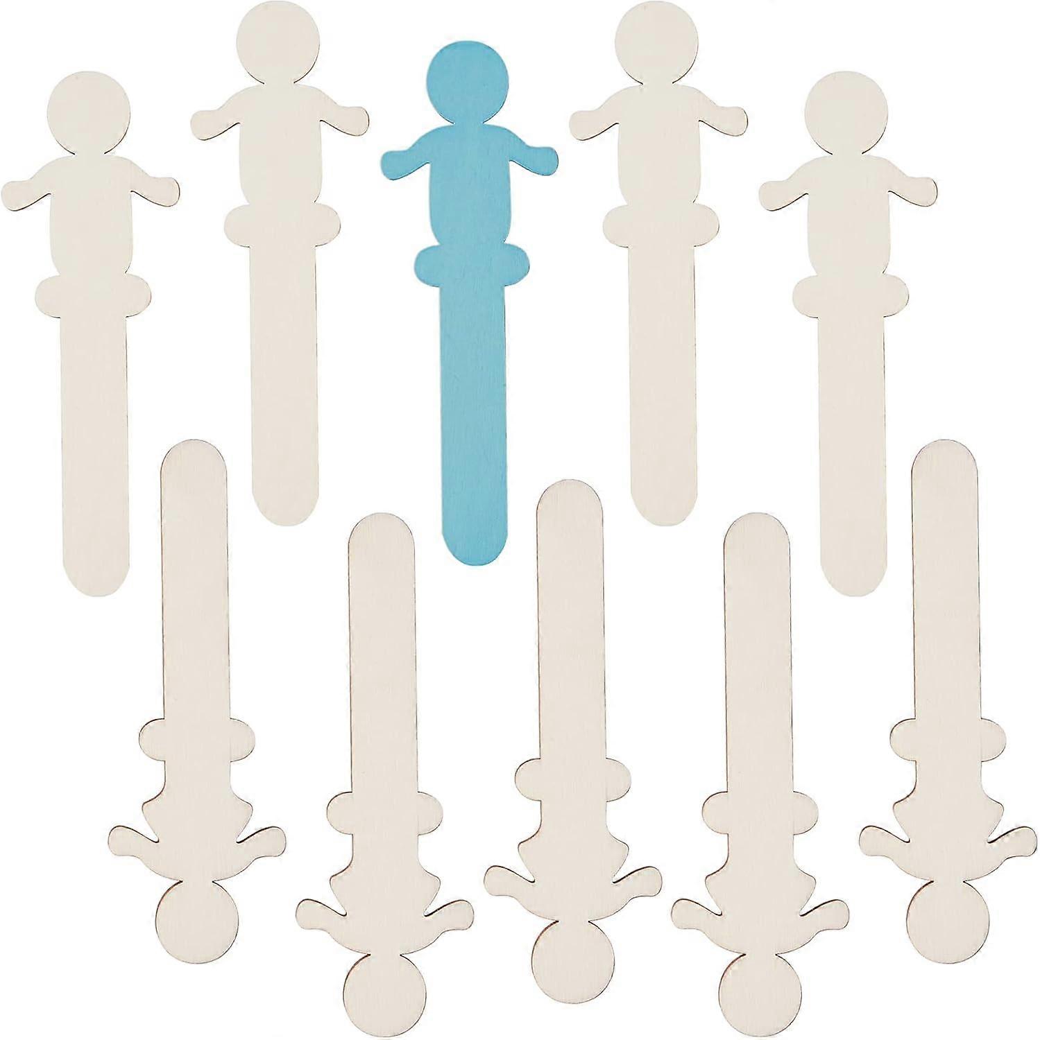 40pcs 2 Styles People Shaped Wood Craft Sticks Natural Jumbo Popsicle Wooden Ice Cream Stick Bulk 5.5 Inch Length for Building Mixing Creating Craft P