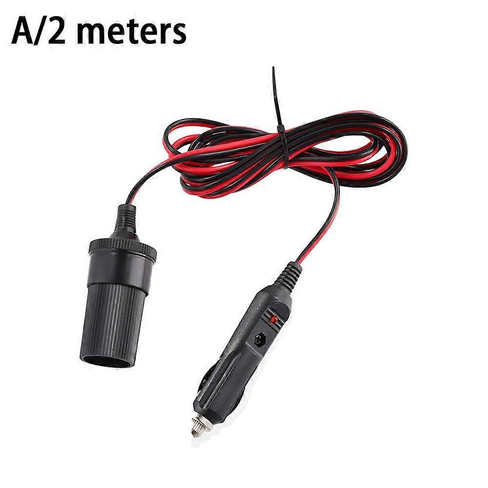 2/5M Car Cigar Lighter Plug 12V Extension Cable Adapter Socket Charger Lead With Indicator Light