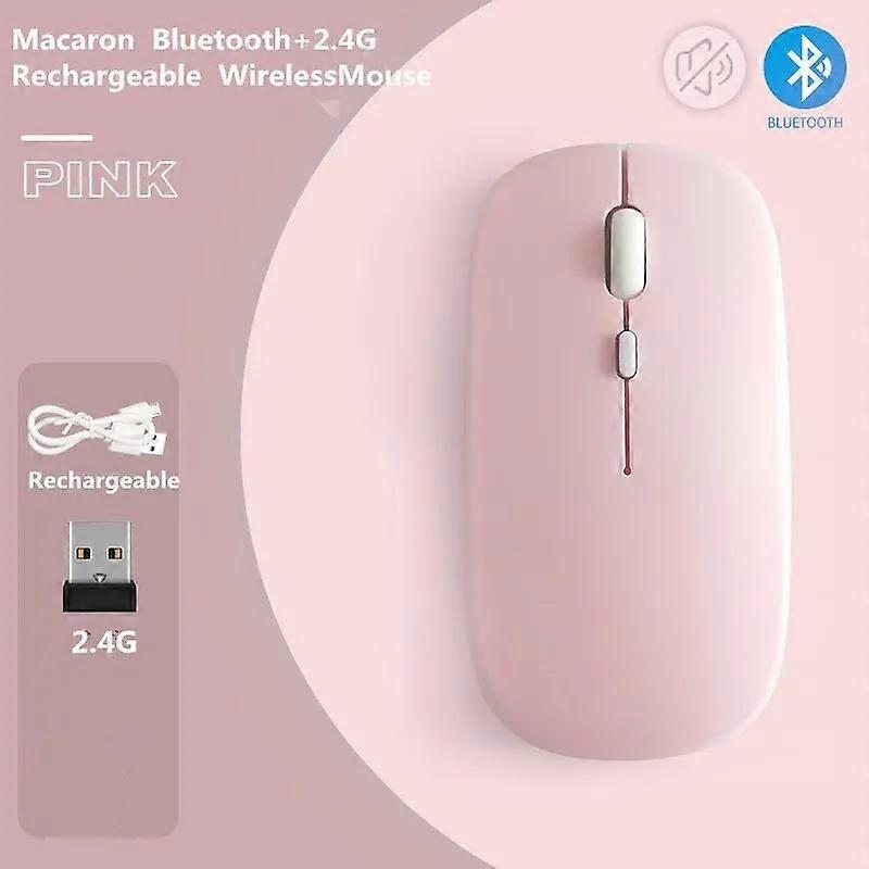 Macaron Rechargeable Wireless Bluetooth Mouse 2.4G USB Mice For Android Windows Tablet Laptop Notebook PC For IPAD Mobile Mice & Trackballs