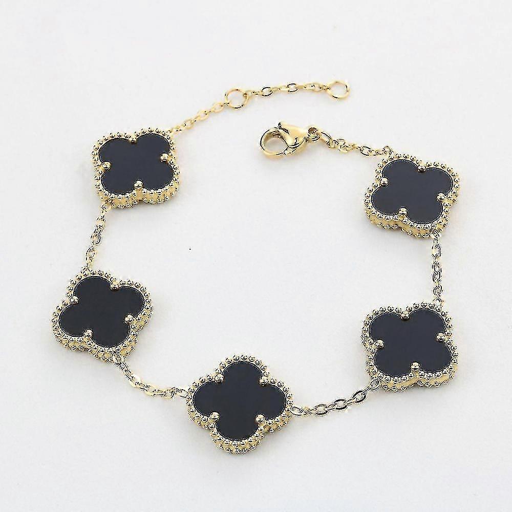 Four Leaf - Bracelet 18k Gold Plated Stainlesssteel Doubleside Aftermarket - ya