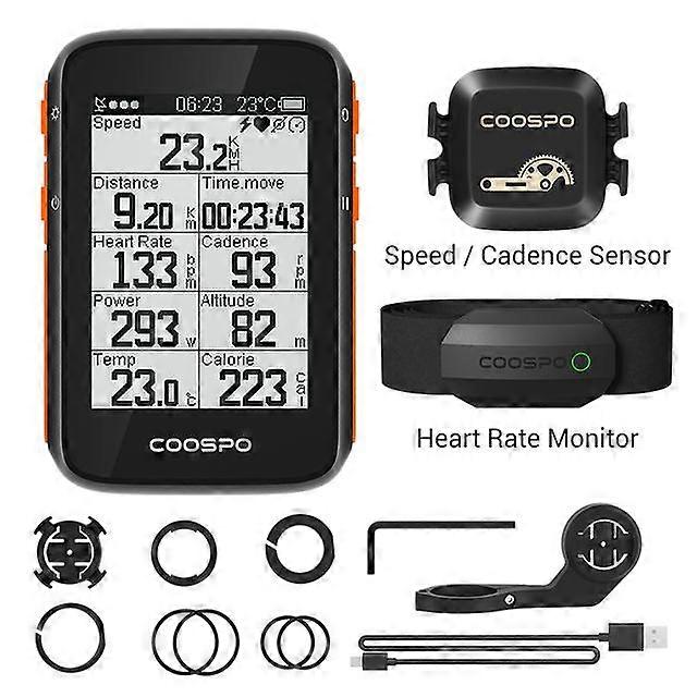 BC200 Wireless Bicycle Computer GPS Bike Speedometer Cycling Odometer 2.6in Bluetooth5.0 ANT+ APP Sync Slope Altitude