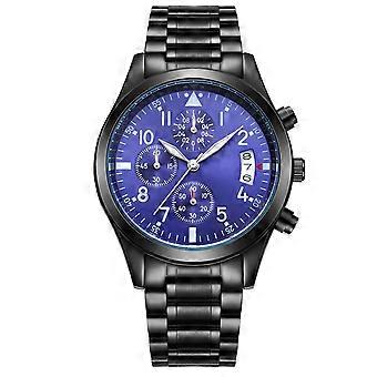 BIDEN Business Men Roestvrij stalen band Quartz Horloge Polshorloge (blauw)