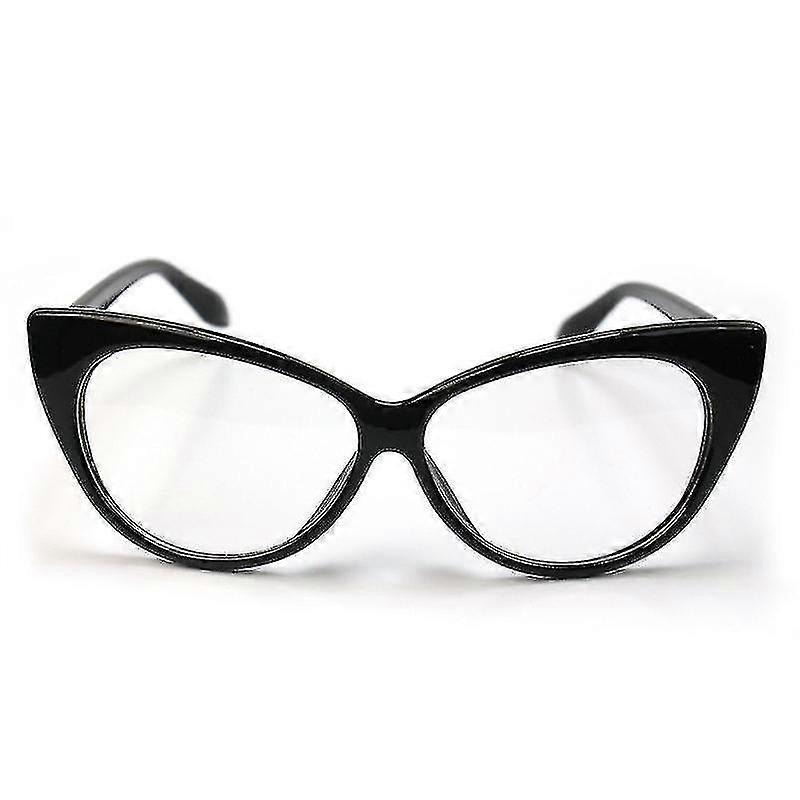 Cat Eye Glasses Retro Nerd Glasses Without Strength (black)